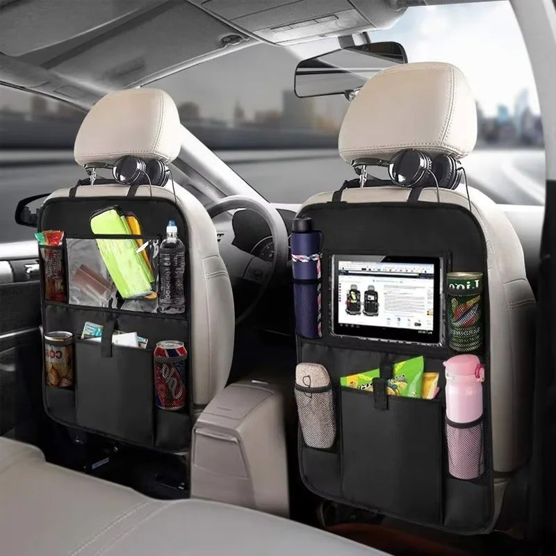 Car Backseat Organizer Tablet Holder Back Seat Storage Pockets Kick Mat 2 Pack
