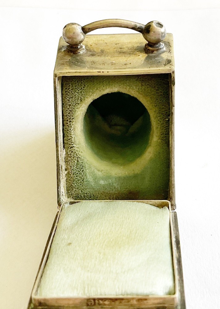 Antique Victorian Silver Thimble Holder Box With Cherubs