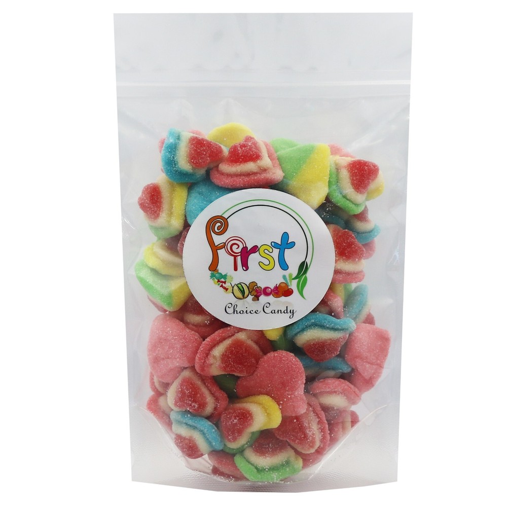 RAINBOW SUGARED LOVE TRIPLE HEARTS GUMMY