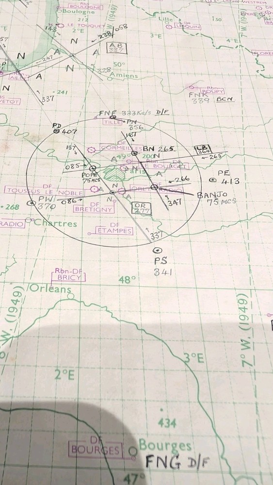 Original War Office Plotting map London-Gibraltar-Malta 1949 With Ops Markings
