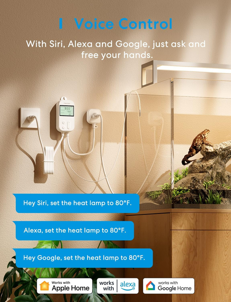 Smart Temperature Controller 15A 1800W, Smart Wi-Fi Thermostat Controlled Outlet