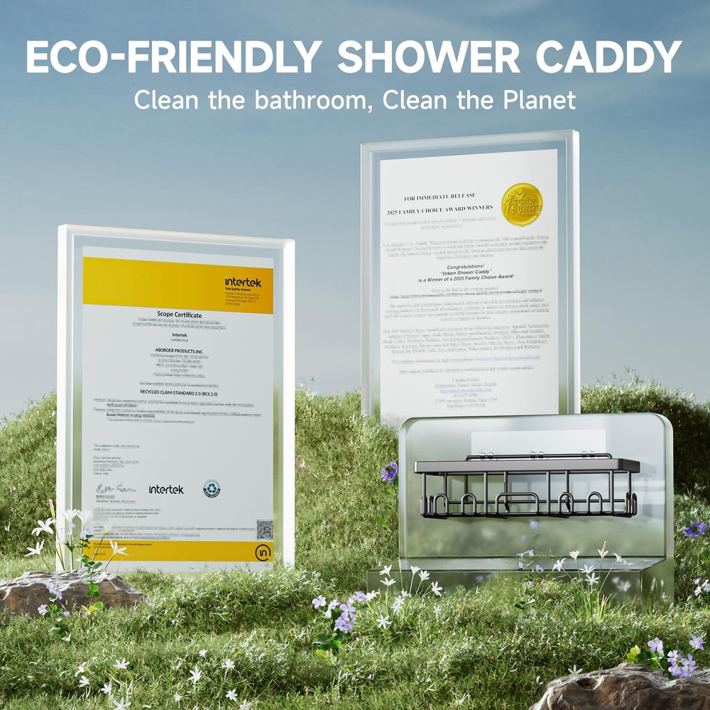 Veken Shower Caddy 6-Pack, Advanced Rustproof Design, No Drilling Adhesive Sh...