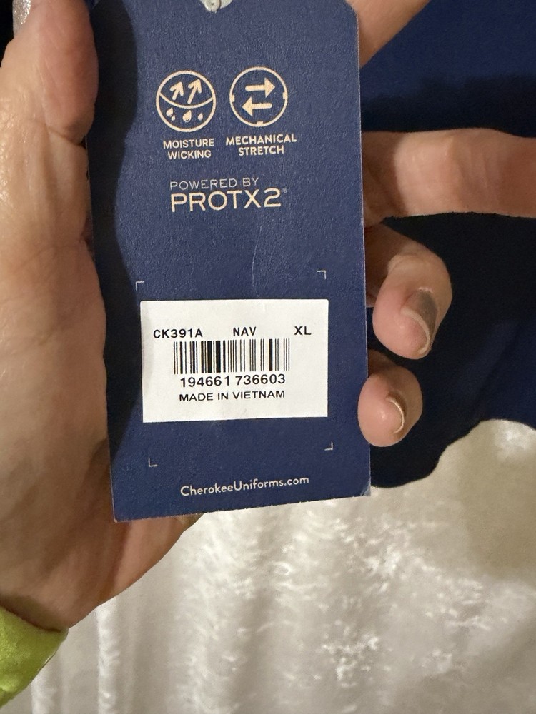 Cherokee Protx2 NWT Scrub Jacket Womens XL Blue Zip Front Stretch