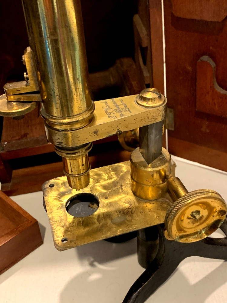 ANTIQUE MICROSCOPE EG WOODS LONDON