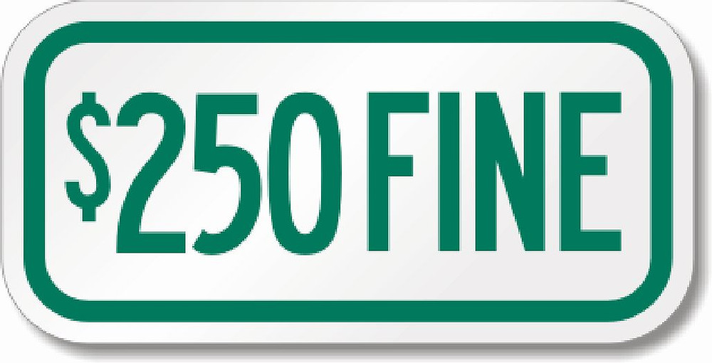 OFFICIAL $250 FINE SIGN 6" X 12" - ENGINEER GRADE