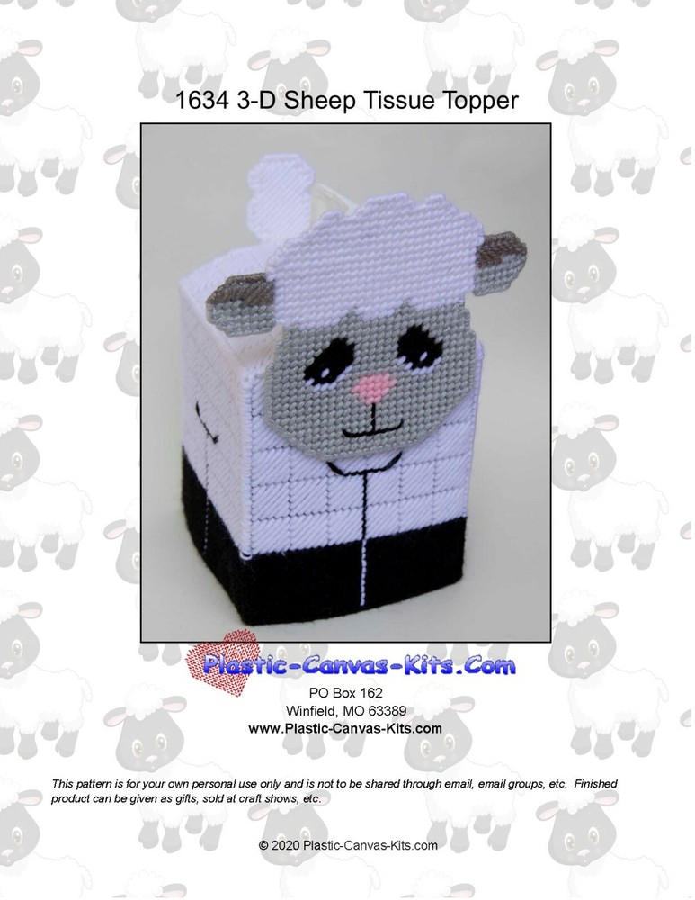 Sheep 3-D Tissue Topper-Christmas-Plastic Canvas Pattern or Kit