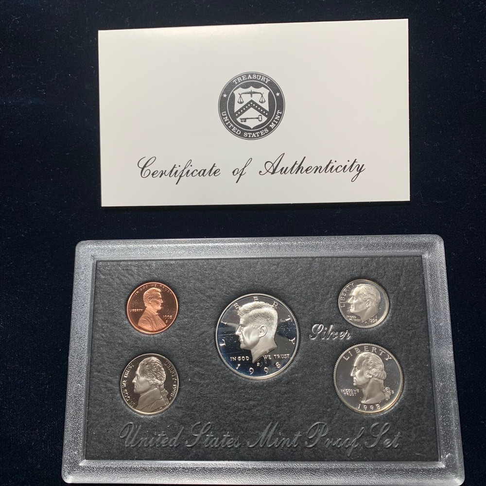 1998 US Mint Silver Proof Set 5 Piece Silver Set OGP