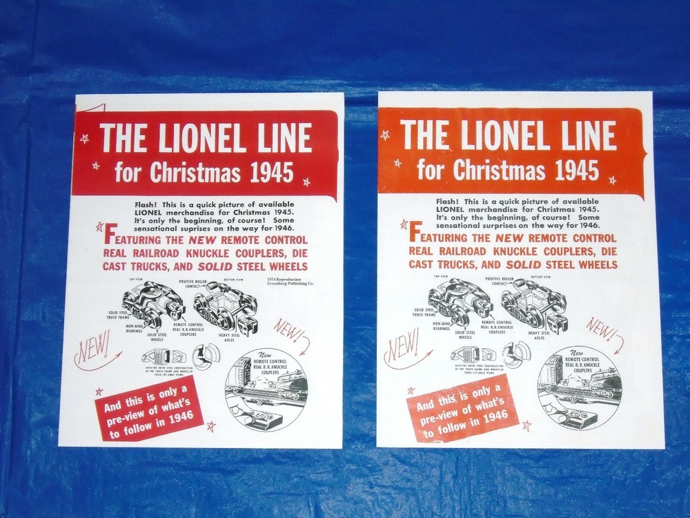 2 Lionel Train 1945 Catalog Wrong Spelling & Correct Version Greenberg Book Repo