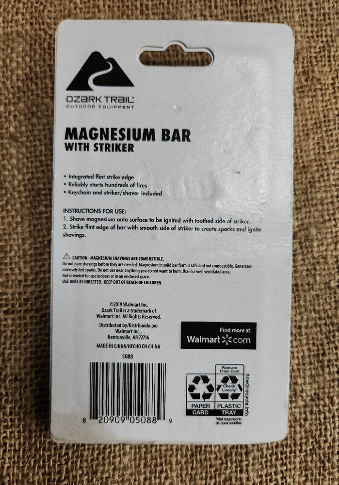 Ozark Trail Magnesium Bar With Striker New Sealed