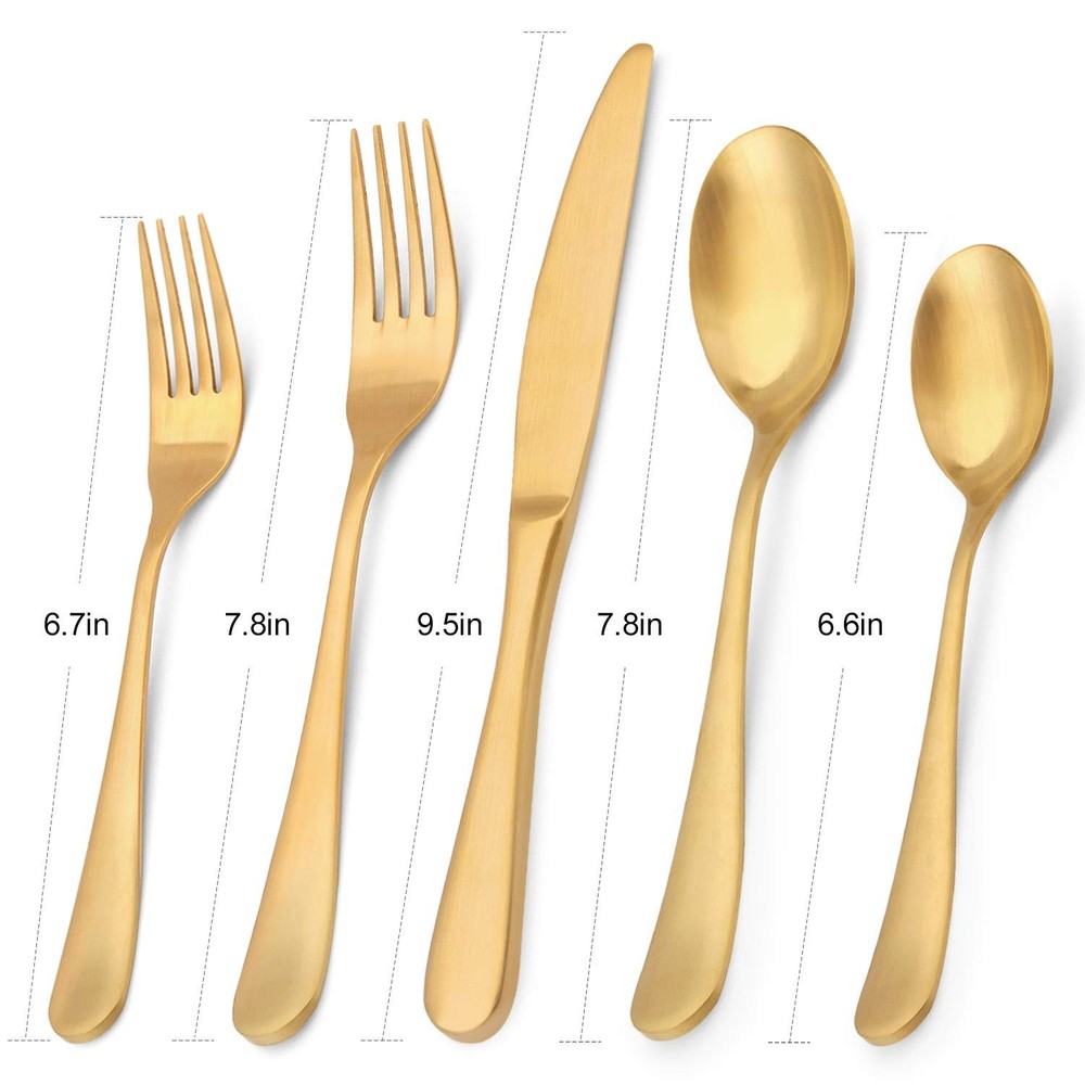 Matte Gold Silverware Set, Bysta 20-Piece Stainless Steel Flatware Set, Kitchen