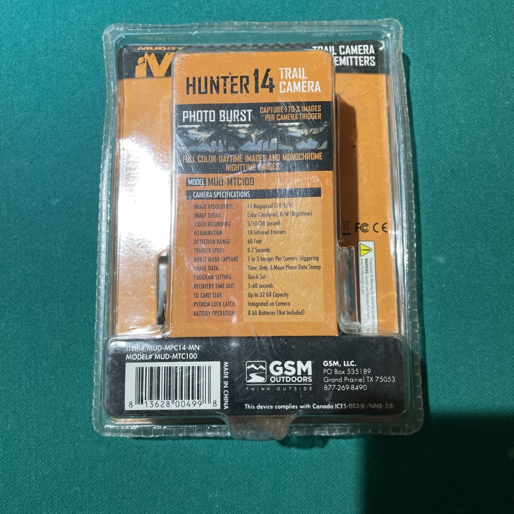 Muddy Hunter 14MP Trail Camera with 18 IR Emitters, 60ft Range
