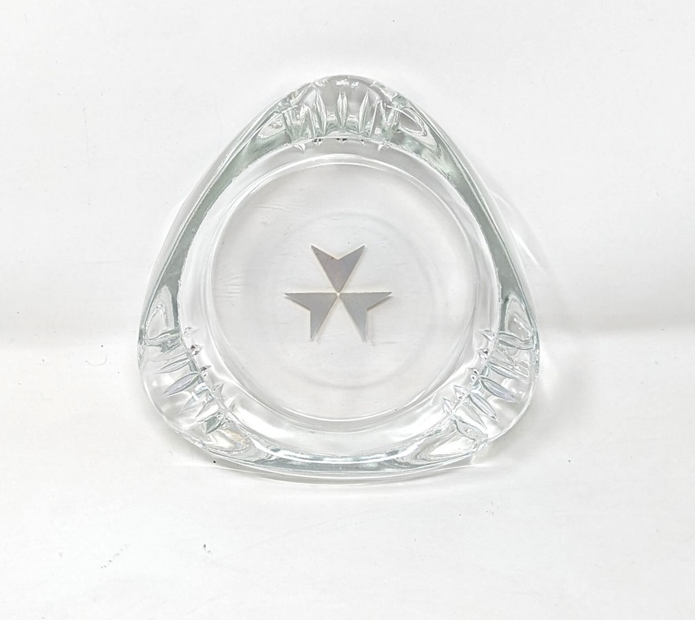 German Atlantic Triangular Glass Ashtray w/ Logo from HAMBURG & HANSEATIC