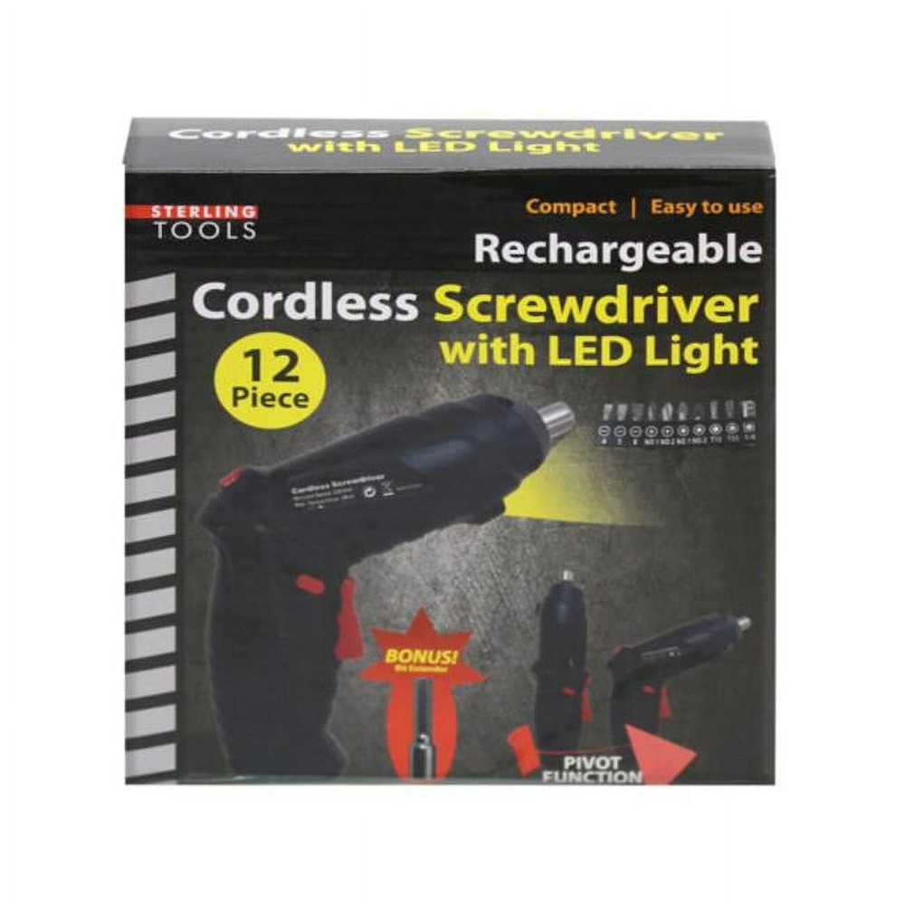 Cordless Screwdriver with LED Light & Bits