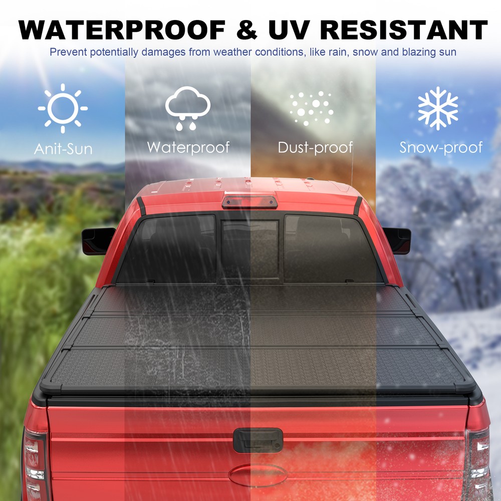 4.5FT/4.6FT Tri-Fold Hard Solid Bed Tonneau Cover For 2022-2024 Ford Maverick