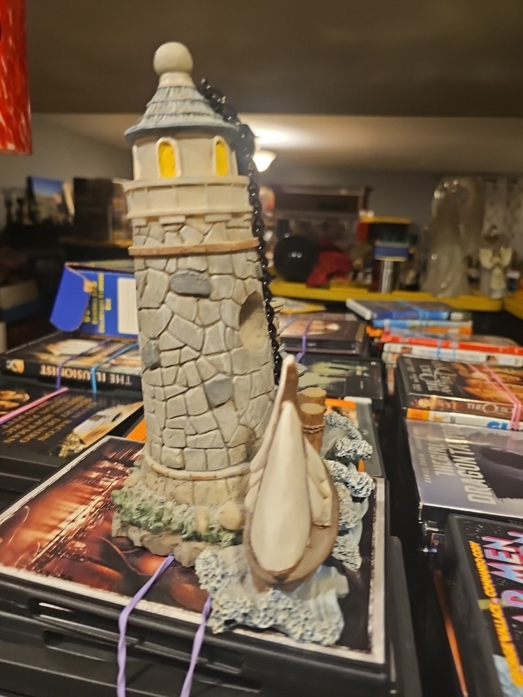 Graystone Lighthouse Sailboat And Waves With Hanging Chain