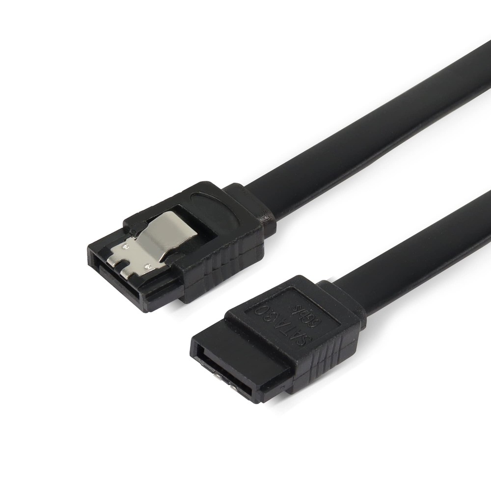 2PCS 39.37" SATA III 6Gbps Cable Flat Angle Locking Latch for HDD SSD Black