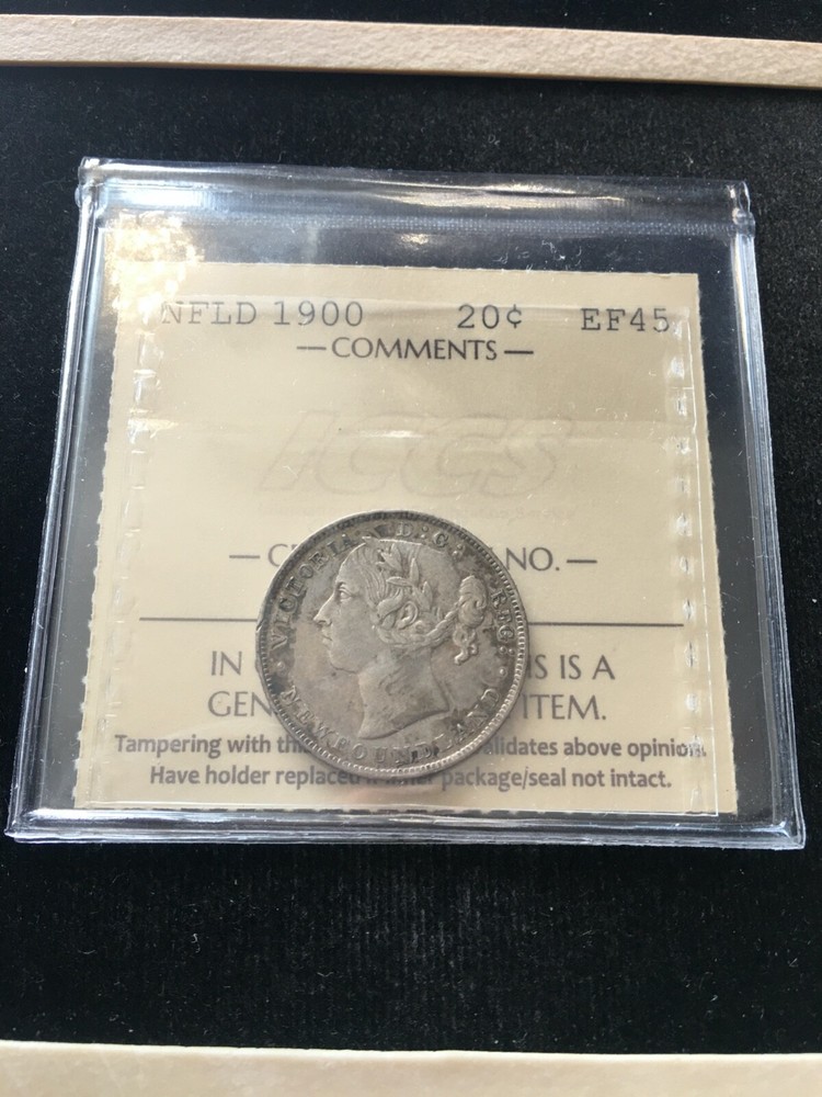 1900  ICCS Graded Newfoundland Twenty Cent **EF-45**