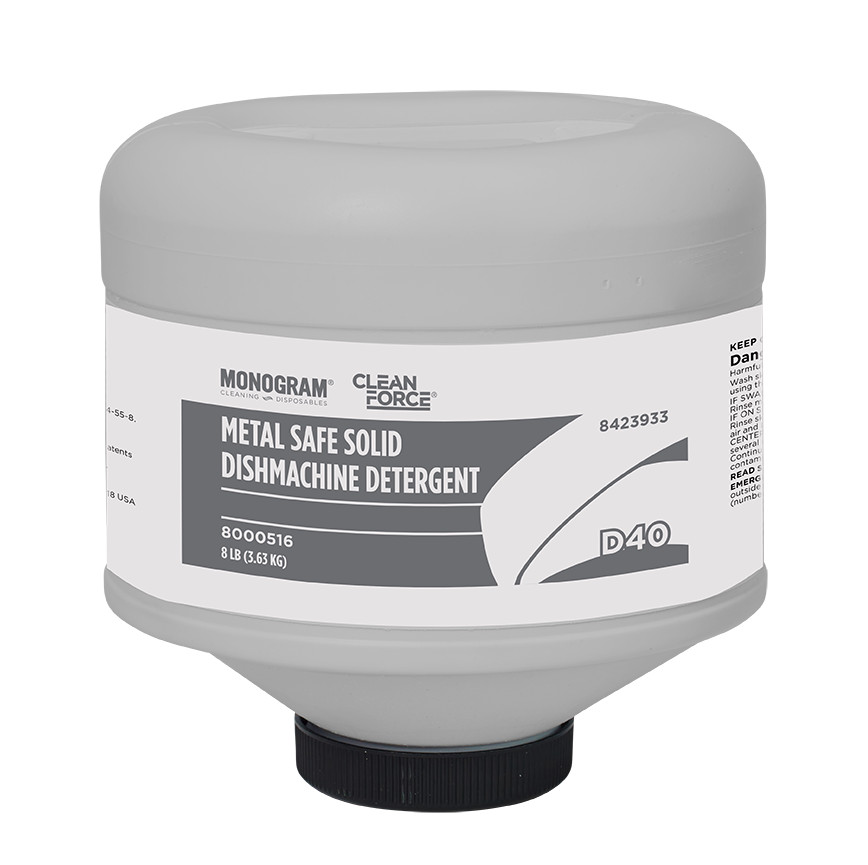 Clean force by Ecolab  Metal Safe Solid Dishmachine Detergent D40 (2) 8# /case