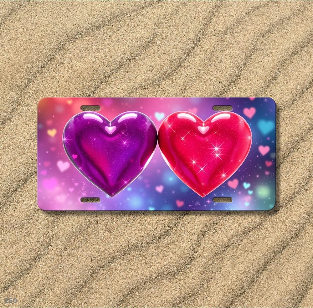 Bold Hearts License Plate Your Text Car Tag Special Gift
