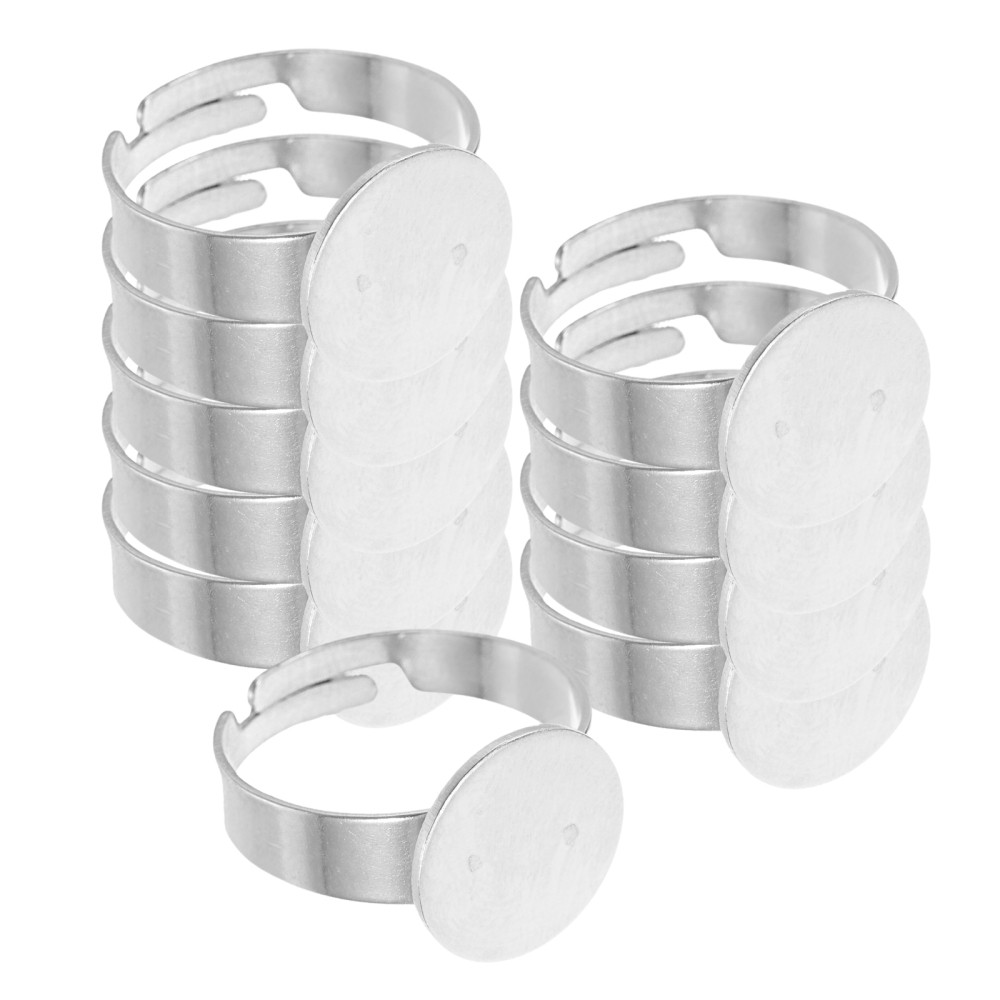 20 Pcs Bezel Base Adjustable Stainless Steel Making Supplies