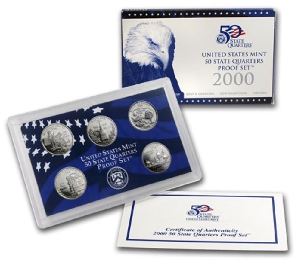 2000 State Quarter Clad Proof Set U.S. Mint Packaging OGP COA