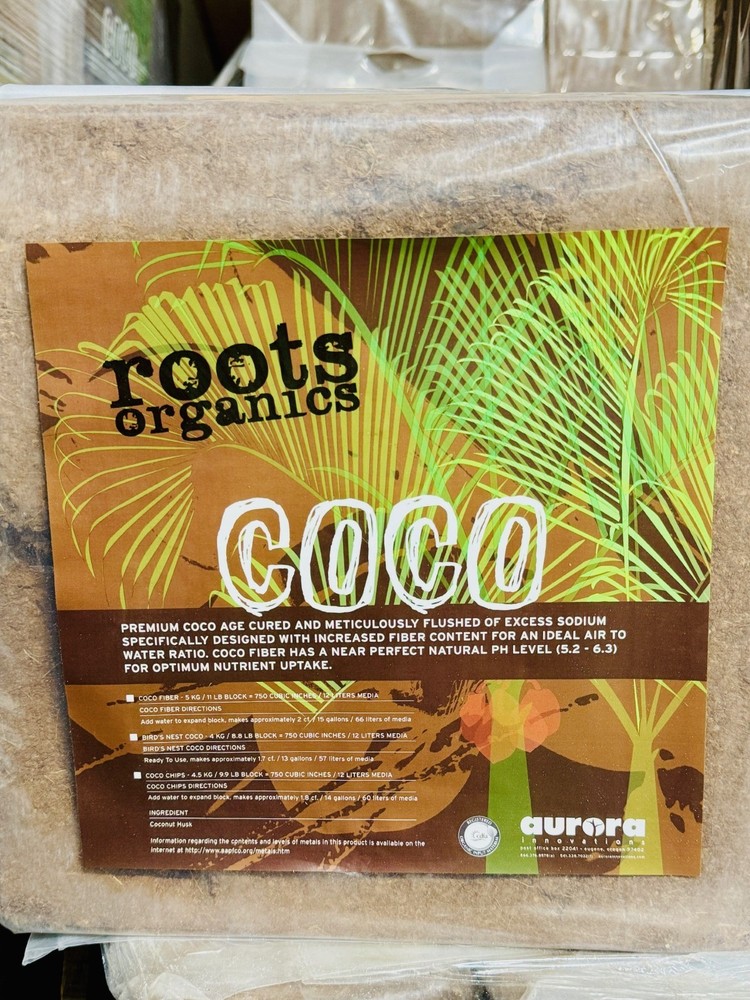 Roots Organics 5KG Compressed Coco Coir Fiber Brick