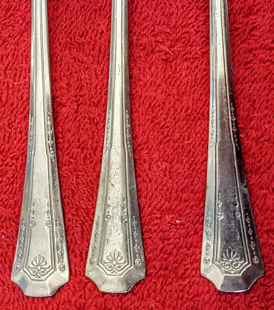 PERMABRITE Stainless Iced Tea Spoon LOT 3 Flatware Beveled Garland Scroll Handle