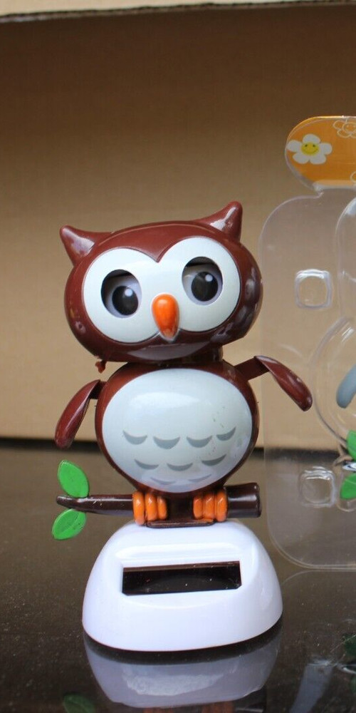 2 x VALENTINES Brown Blinking Solar Dancing Owl great happy nurses, doctors gift