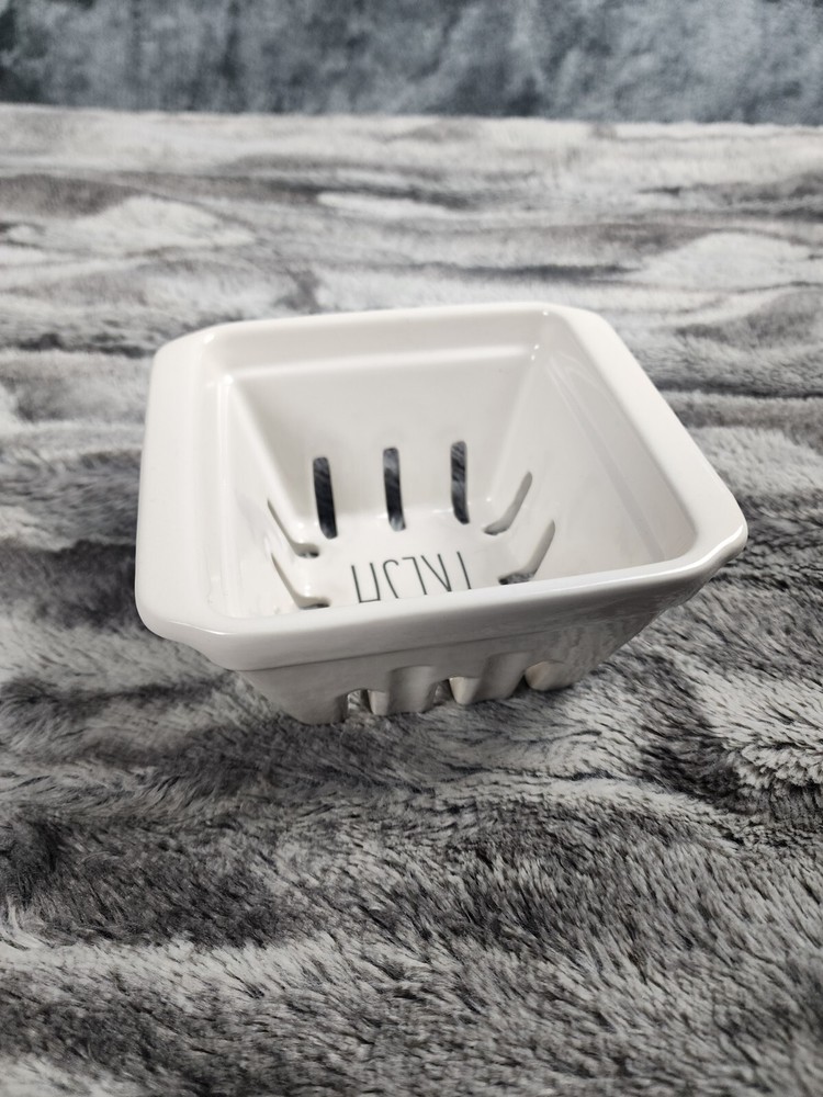 White Berry Box Colander Rae Dunn FRESH Small Container Decor 5-1/2"