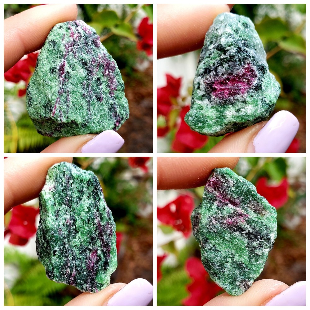 ruby zoisite rough natural crystal healing gemstones - 2pc set