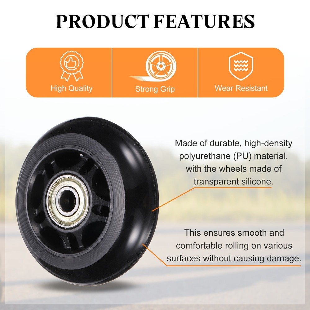 Inline Skate Wheels with Bearings, Roller Skate Wheel (68mm, 8Pack, Black)