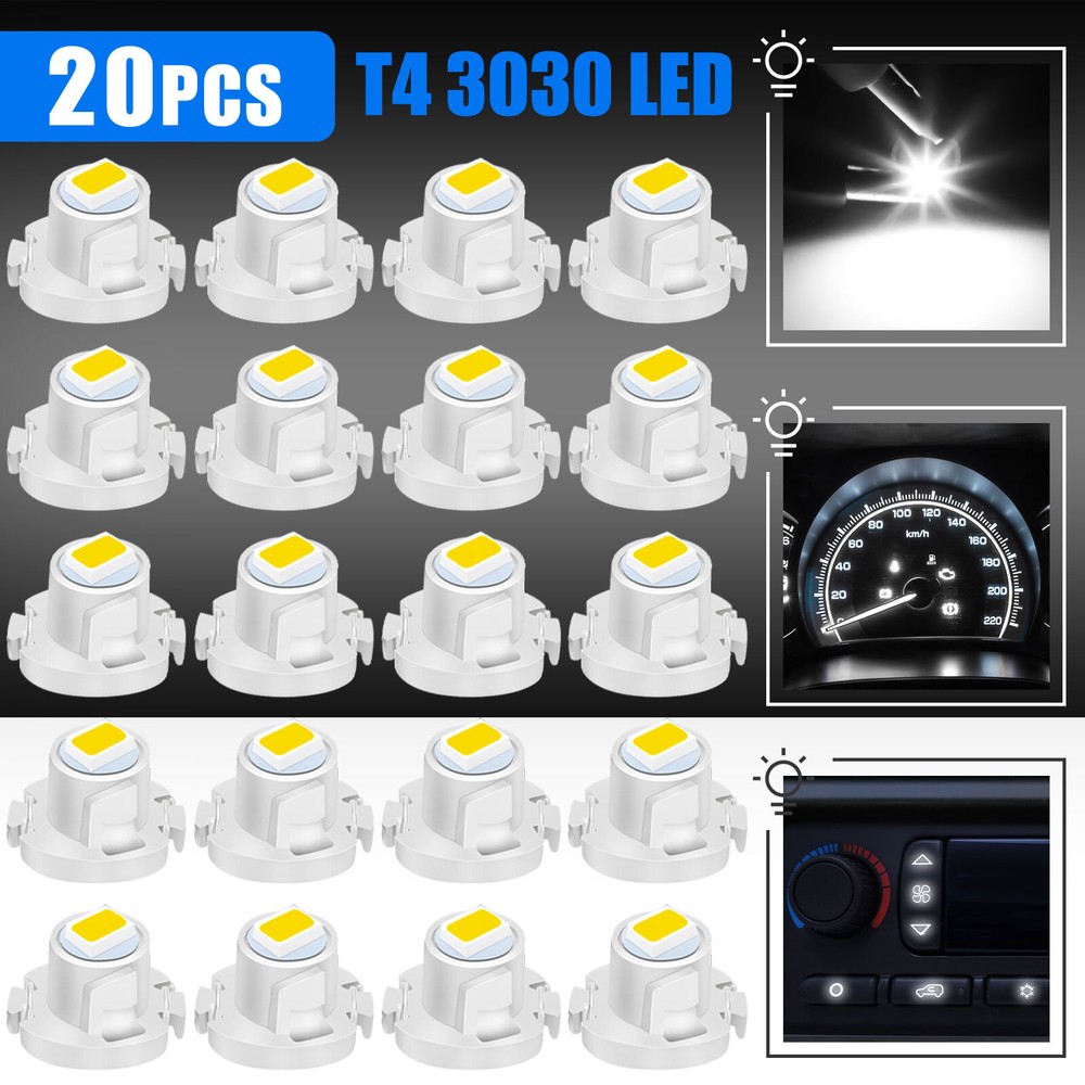 20x White T4 T4.2 Neo Wedge LED Dash Switch A/C Climate Control HVAC Light Bulbs