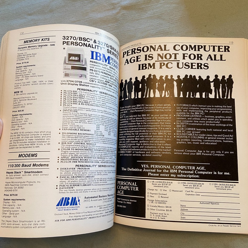 IBM PC Expansion Software Guide QUE BOOK Vintage Computer PC 1982 Ads Vendors