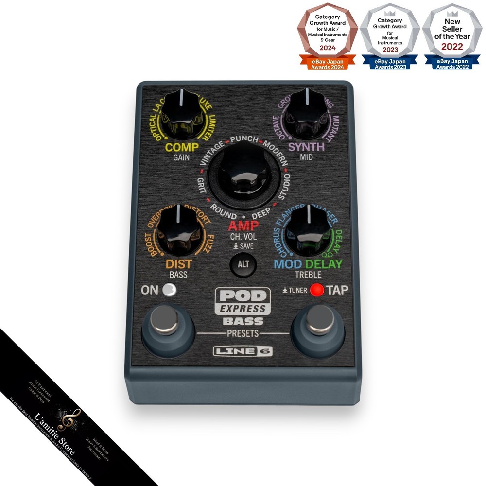 Line 6 POD Express Bass Effects Processor Black Amp Simulator Foot switch Tested