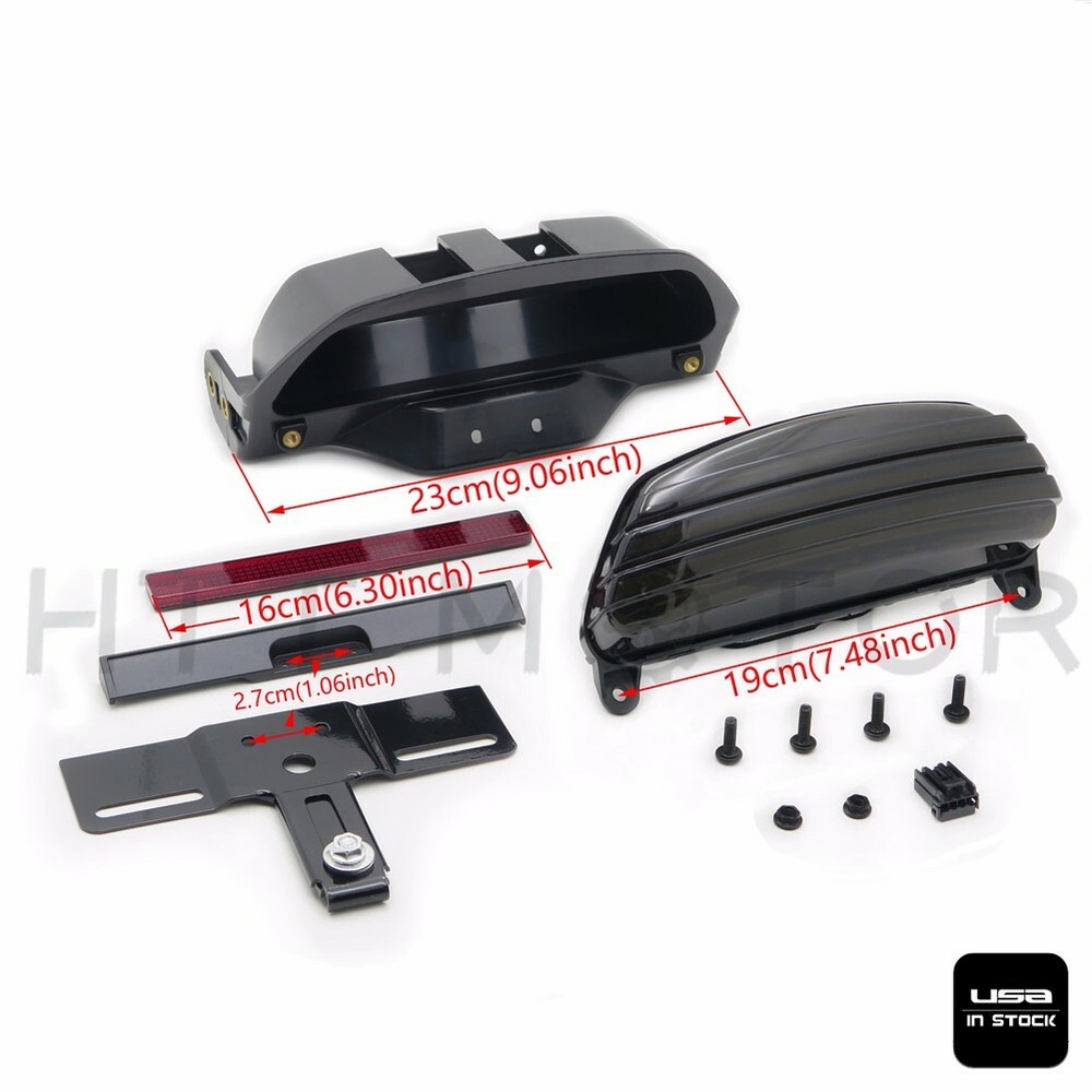 Smoke Tri-Bar Fender LED Tail Light Bracket For Harley FXST FXSTB FXSTC Softail