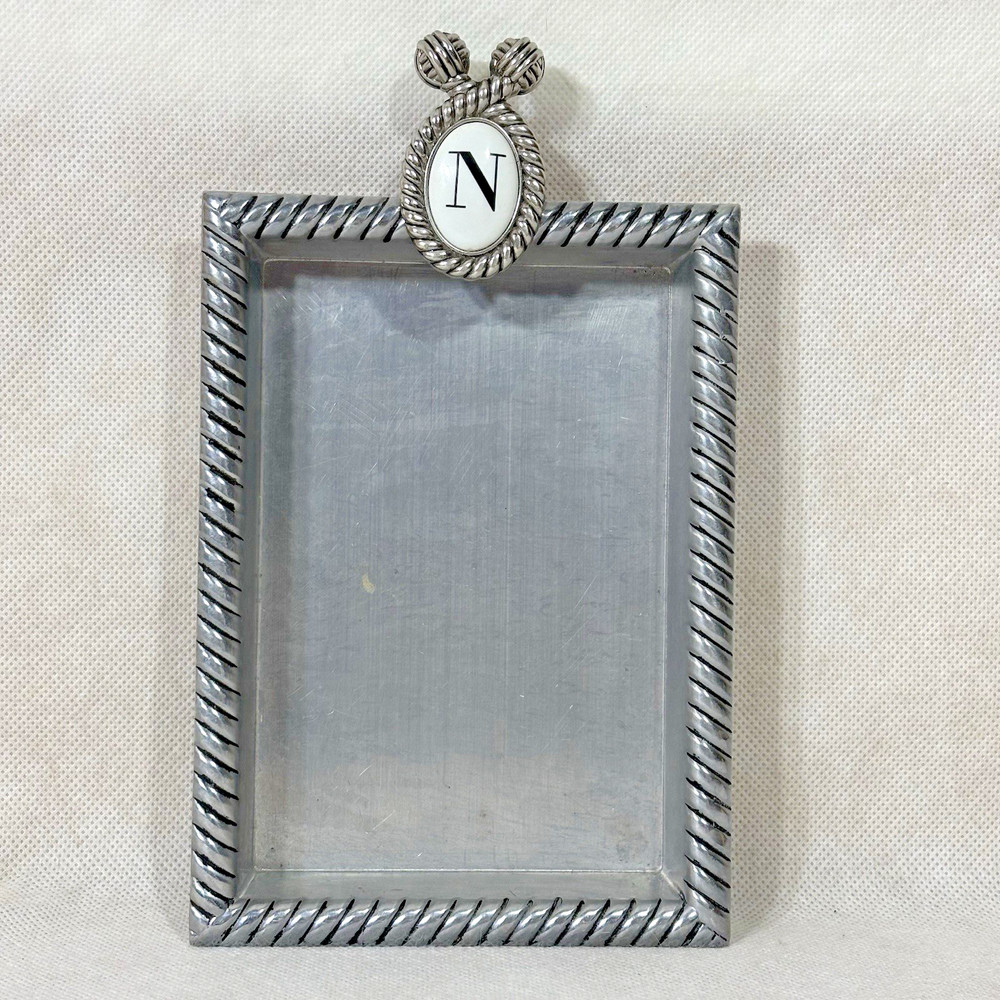 Mud Pie 2009 N Initial Metal Note Holder Tray 501013