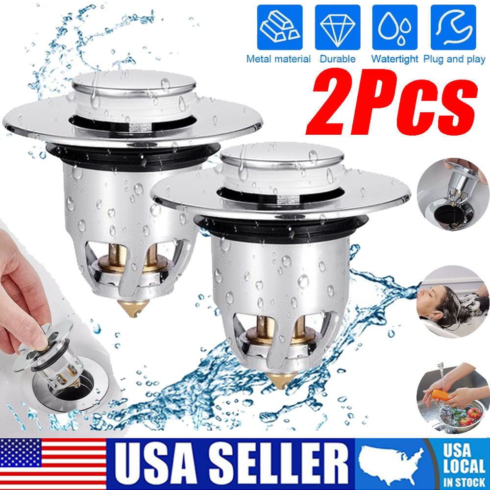 2Packs Bathroom Sink Pop-Up Drain Stopper Copper Core Universal Replacement Plug