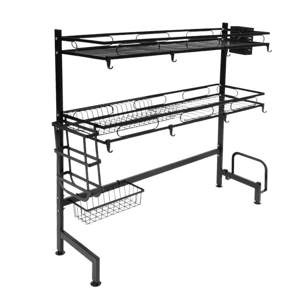 32.2in Double Layer Sink Storage Rack Complete Set Drying Rack For Kitchen !