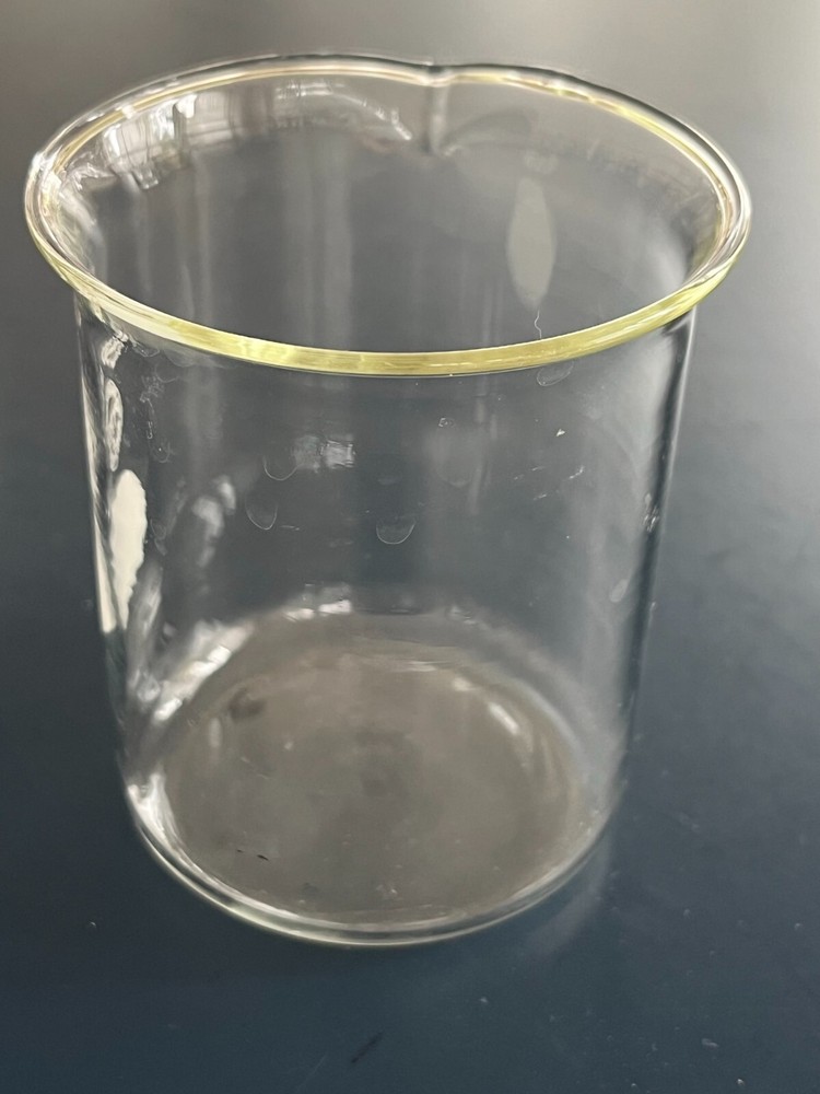 VINTAGE TECHNICAL GLASSWARE PYREX & CORNING GLASS CENTER 2 CLEAR BEAKERS EUC