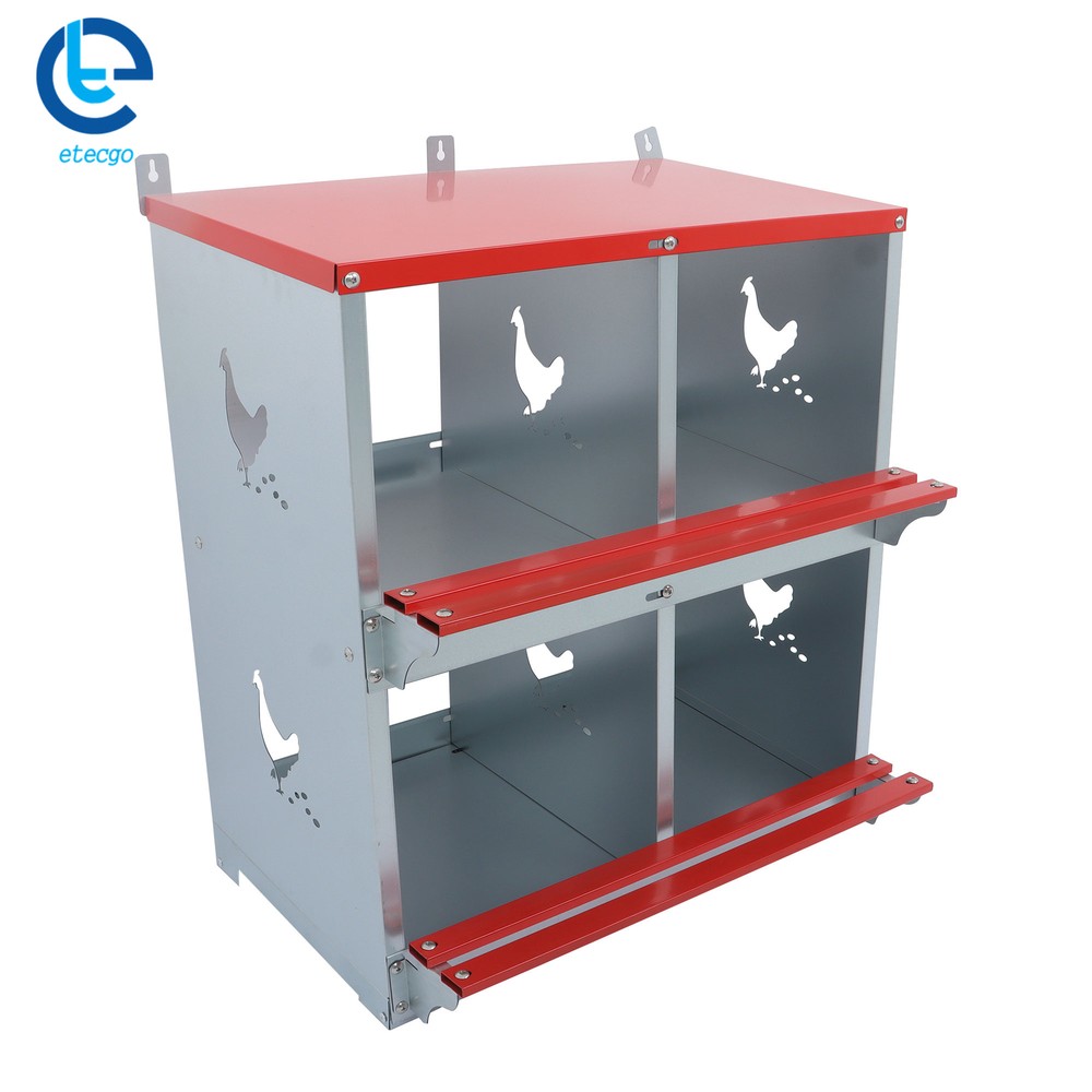 Chicken Nesting Boxes 4 Hole Metal Chicken Egg Laying Box Rollout Egg Collection