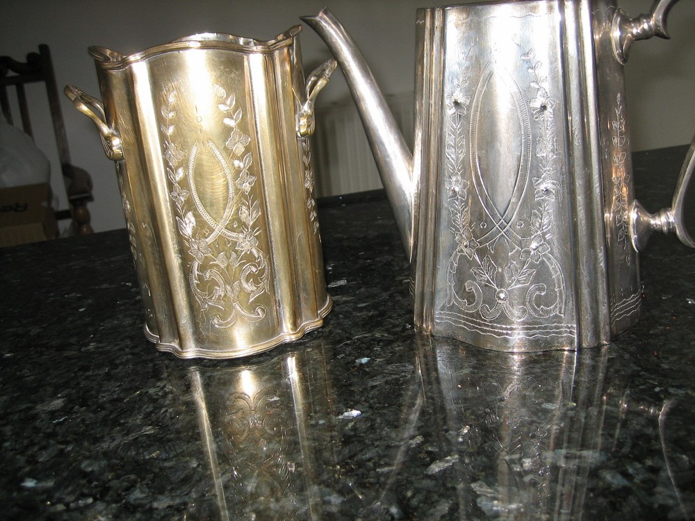 SILVER PLATE JORDAN SHEFFIELD COLLECTION COFFEE POT & WINE HOLDER