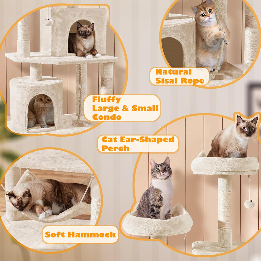 70.5" Cat Tower with Condo & Padded Perches - Multi-Level Climbing Tree