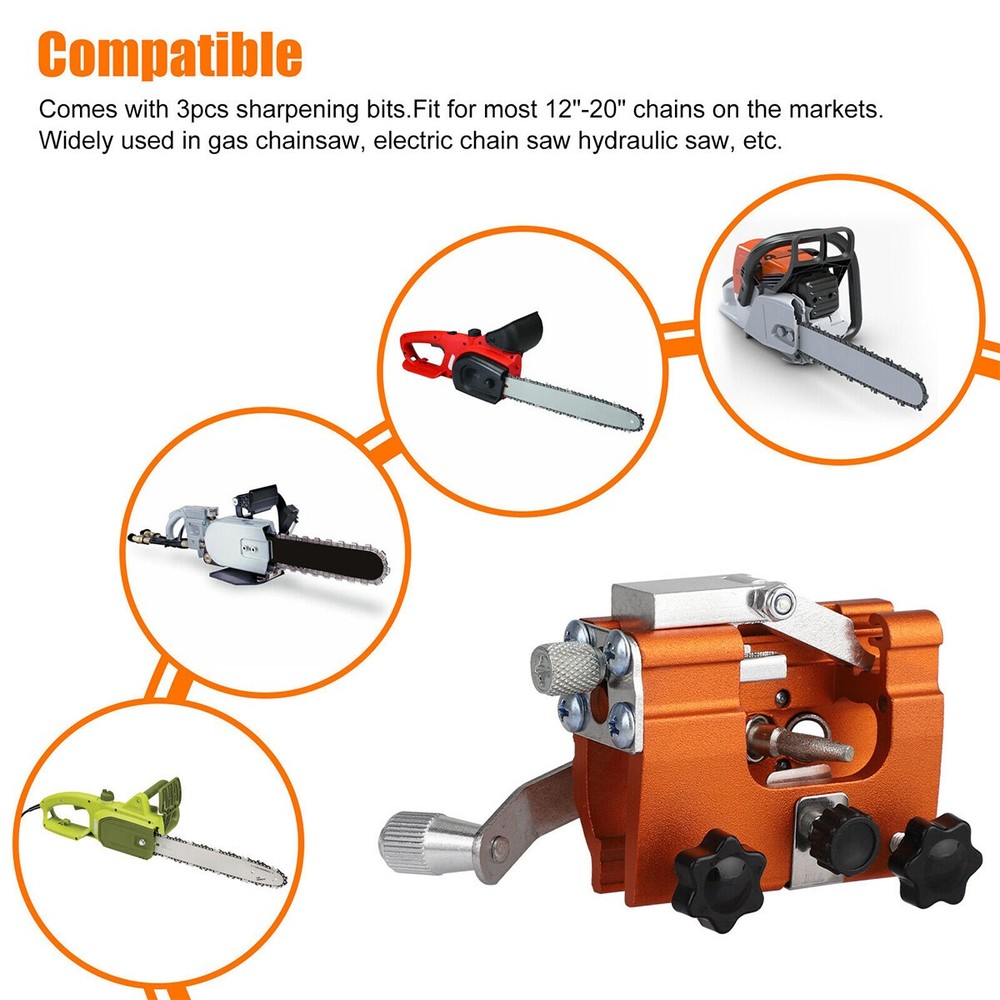 Chainsaw Chain Sharpening Jig Portable Hand Crank Sharpener Tool Set NEW