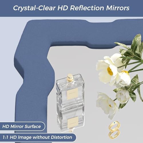 Makeup Mirrors for Desk, Irregular Tabletop Vanity Mirror, Flannel Dressing