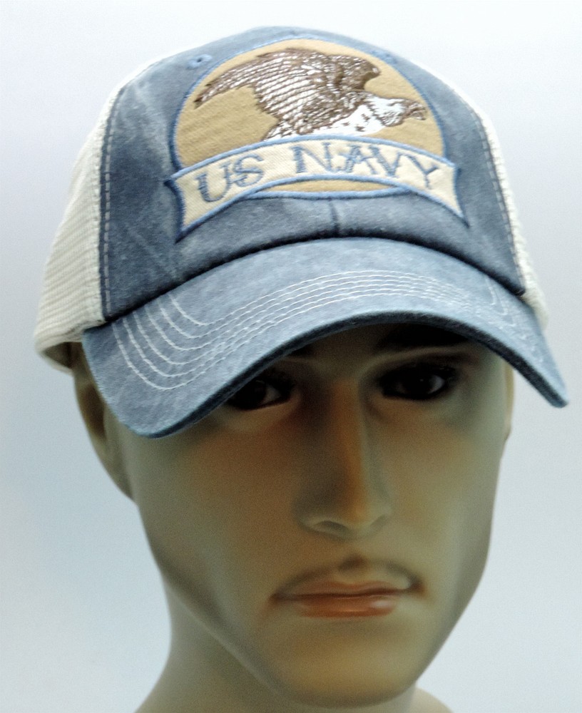 U.S Navy Vintage Eagle Baseball Cap With Mesh Back Panels