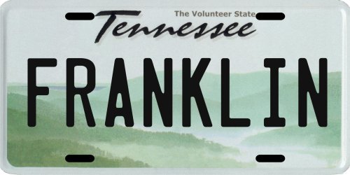 Franklin Tennessee Aluminum License Plate