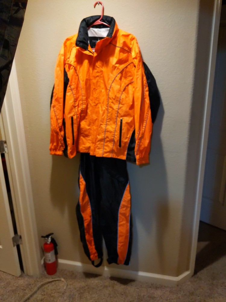 Men's Sz Small Rain Suit, orange, Thunder Under Rain Gear