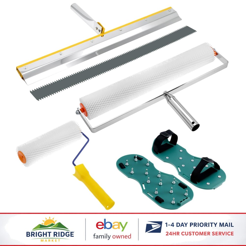 Floor Leveling Tool Set with Dual Rollers, Scraper and Comfortable Spiked Shoes