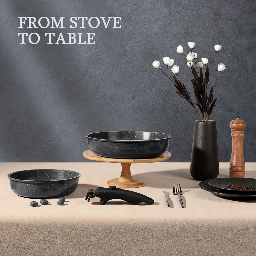 Space-Saving 5-Piece Induction Cookware Set - Non Toxic & Dishwasher Safe