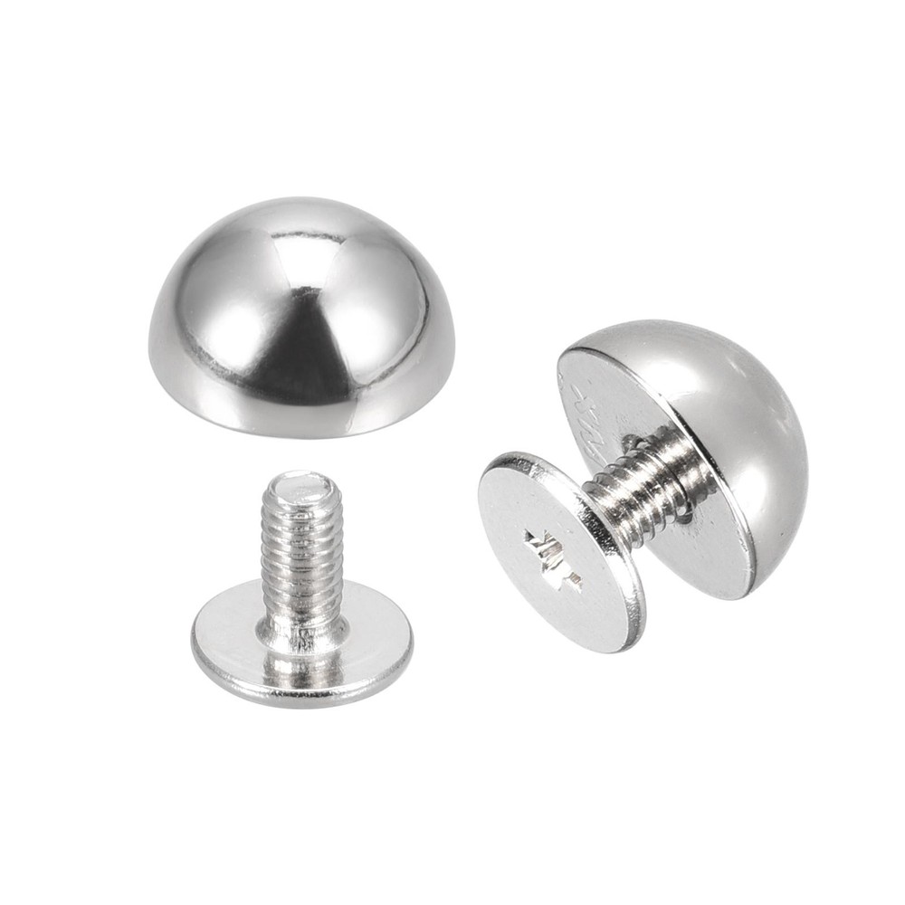 20 Sets 10x6mm Screw Back Rivets Solid Round Head Leather Studs Silver